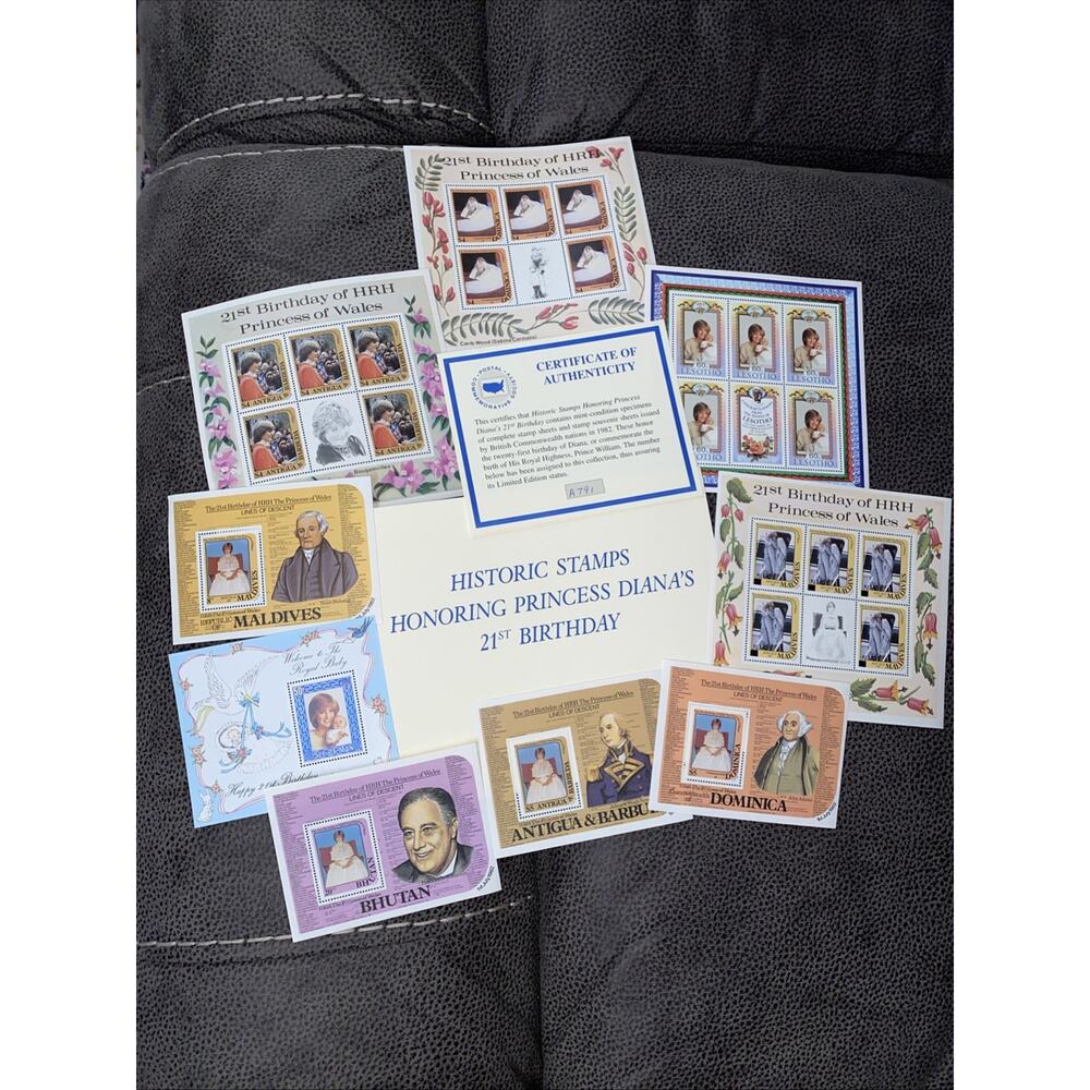 Princess Diana 21st Birthday Historic Limited Edition Stamps Set Authentic #ed